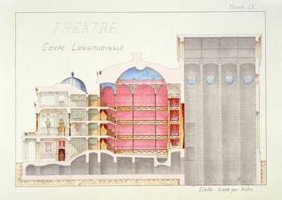 Cross Section of a Theatre, Plate IX from a Folio of Designs by H. Monnot